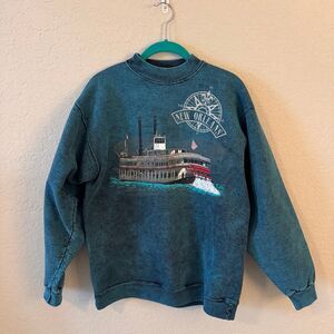 Vintage New Orleans Riverboat Grandma Sweatshirt 90s Dallas Alice Made in USA